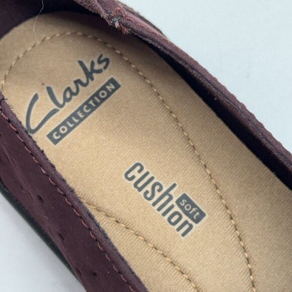 Clarks Shoes Perforated Aubergine Nubuck Leather Slip On Medora Gemma Sz 9 M - Picture 9 of 9